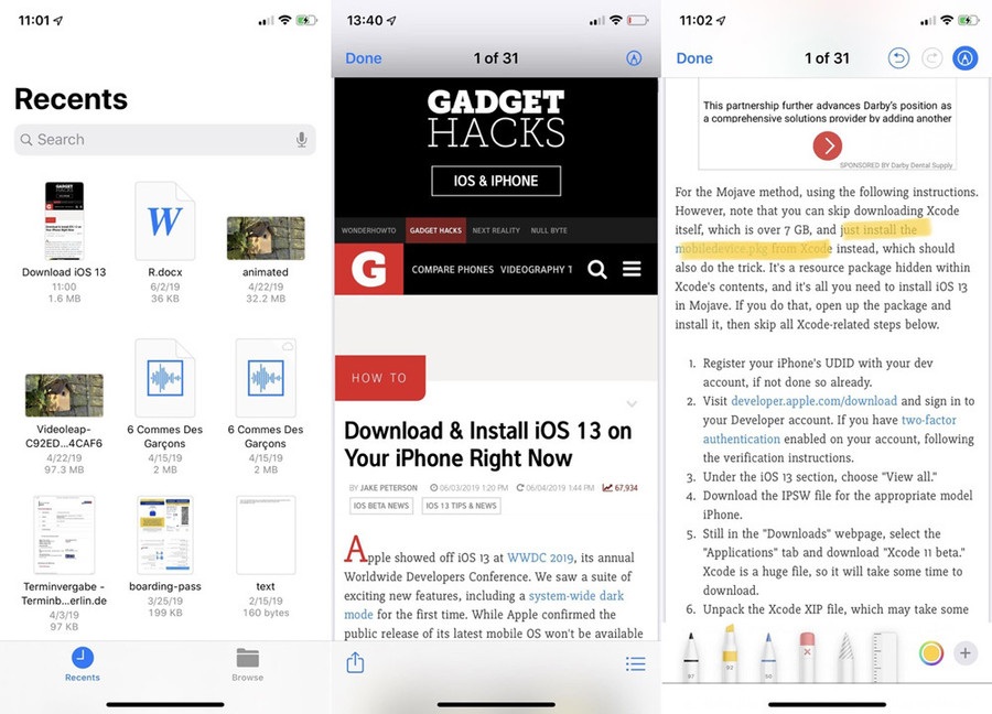 Cách chụp màn hình toàn bộ trang web trên iOS 13 và lưu thành PDF
