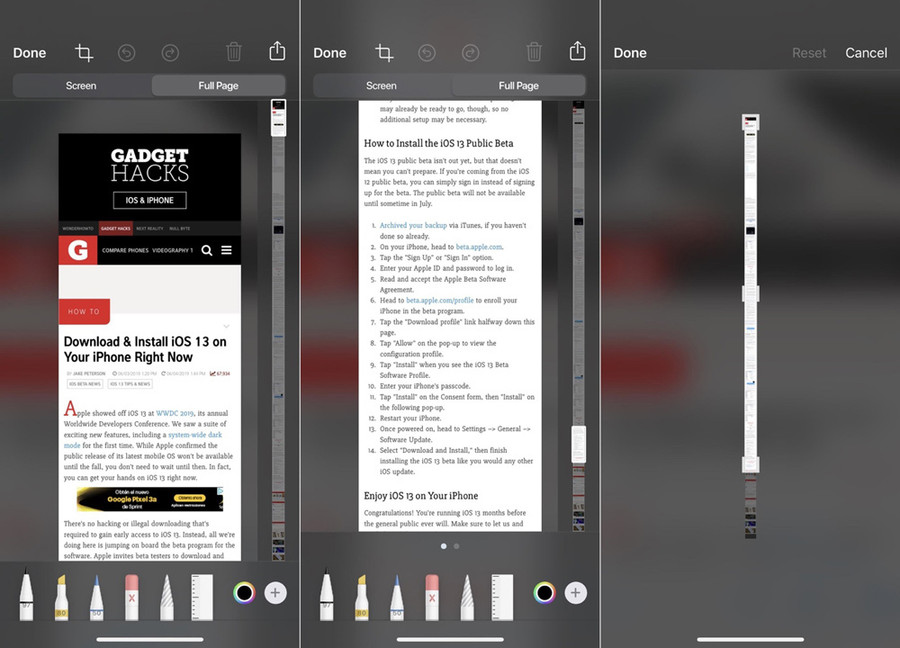 Cách chụp màn hình toàn bộ trang web trên iOS 13 và lưu thành PDF