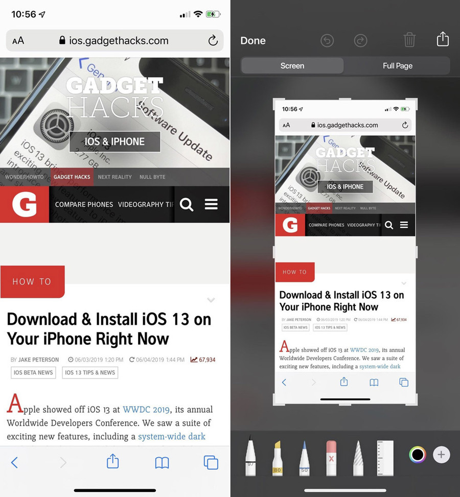 Cách chụp màn hình toàn bộ trang web trên iOS 13 và lưu thành PDF