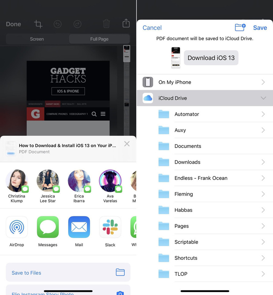 Cách chụp màn hình toàn bộ trang web trên iOS 13 và lưu thành PDF
