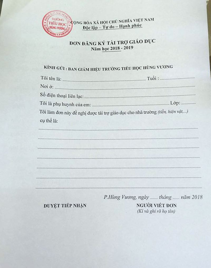 Thư ngỏ cùng phiếu đề nghị ghi nhận tài trợ phụ huynh nhận được khi đến nộp hồ sơ cho con tại Trường THCS Lương Khánh Thiện Thư ngỏ cùng phiếu đề nghị ghi nhận tài trợ phụ huynh nhận được khi đến nộp hồ sơ cho con tại Trường THCS Lương Khánh Thiện