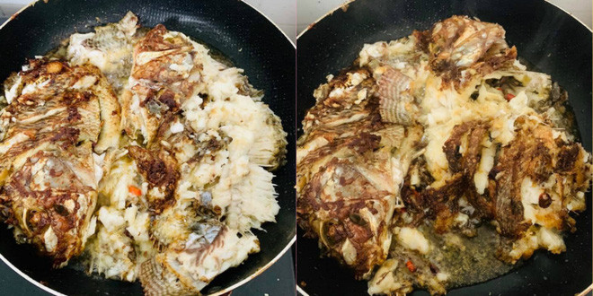 Thế nhưng, sau khi đem rán lại bị nát vụn toàn bộ