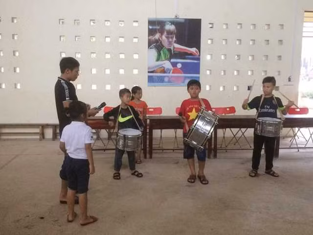 Một số trường giáo viên, học sinh đã tập dượt cho lễ khai giảng ngày mai.