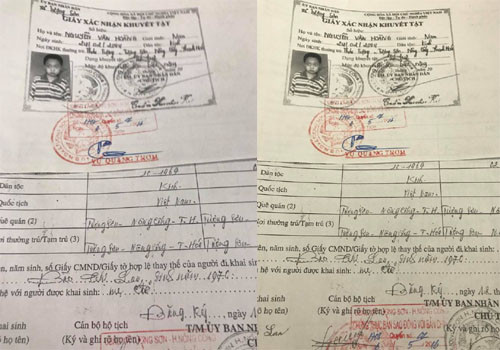 Hồ sơ giả do bà Đào Thị Lan làm để hưởng tiền hỗ trợ của Nhà nước đối với học sinh nghèo, khuyết tật. Ảnh do Công an Thnah Hóa cung cấp. 