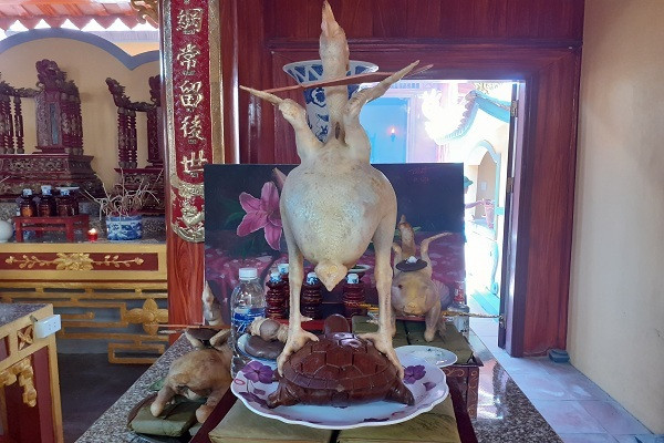 Con gà đứng trên mình rùa của anh Lê Quang Lâm được làm rất công phu. Độc đáo