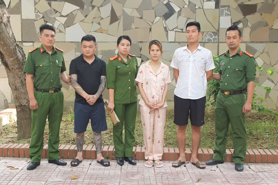 Các đối tượng bị Công an huyện Nghi Lộc bắt giữ.