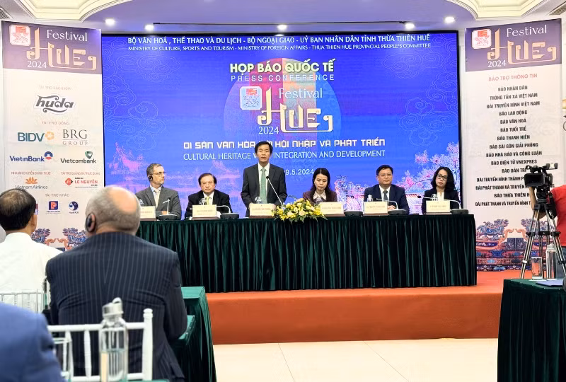 Quang cảnh cuộc họp báo Festival Huế 2024 chiều 9/5.