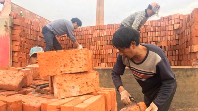  Công nhân tại một nhà máy gạch. Hình minh họa. Ảnh: 163.com 