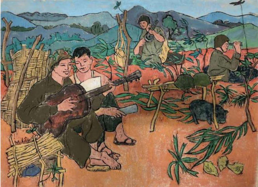 Hơn 50 bức tranh được giới thiệu tại Triển lãm 'Tình quân dân'