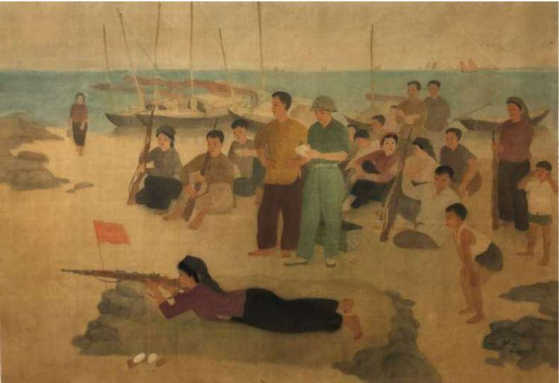 Tập bắn - Nguyễn Thụ, lụa 1960. Tập bắn - Nguyễn Thụ, lụa 1960.