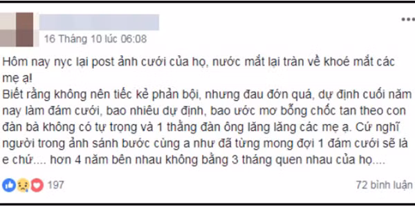 Hội chị em hả hê trước cái kết của thanh niên bỏ người yêu 4 năm để kết hôn với người mới-1