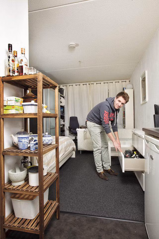 Nơi sinh hoạt của Davy Limpens (25 tuổi) theo học ngành Y tại Amsterdam, Hà Lan. (Ảnh: Henny Boogert)