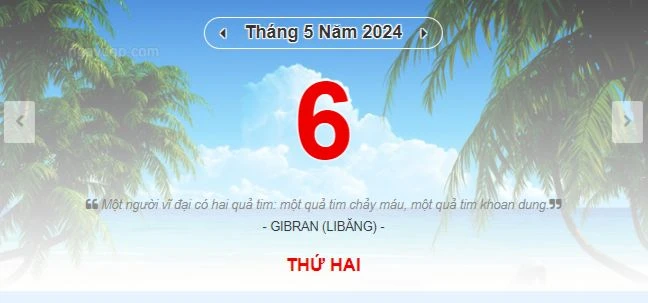 Lịch âm hôm nay - Xem lịch âm ngày 6/5