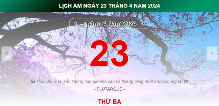 Lịch âm hôm nay - Xem lịch âm ngày 23/4