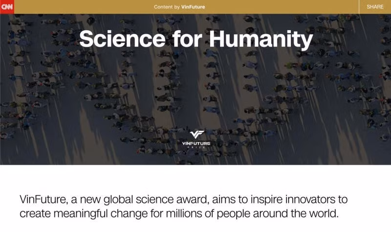 Bài báo quảng bá Giải thưởng VinFuture đăng tải trên CNN 