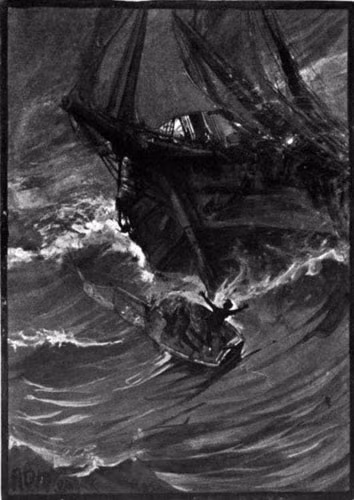 Các thủy thủ của một con tàu bị mắc kẹt ngoài đại dương. 