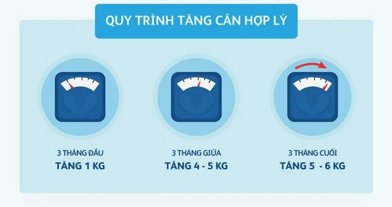Quy trình tăng cân hợp lý tại từng thời điểm khi mang thai.