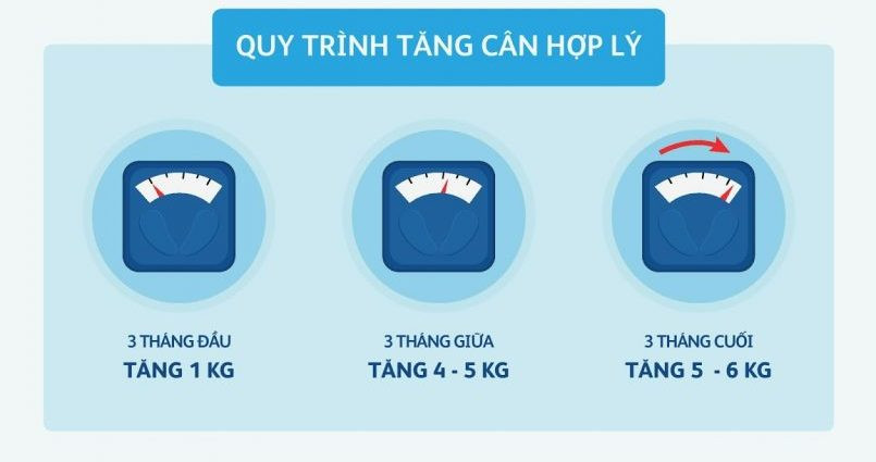 Quy trình tăng cân hợp lý tại từng thời điểm khi mang thai.