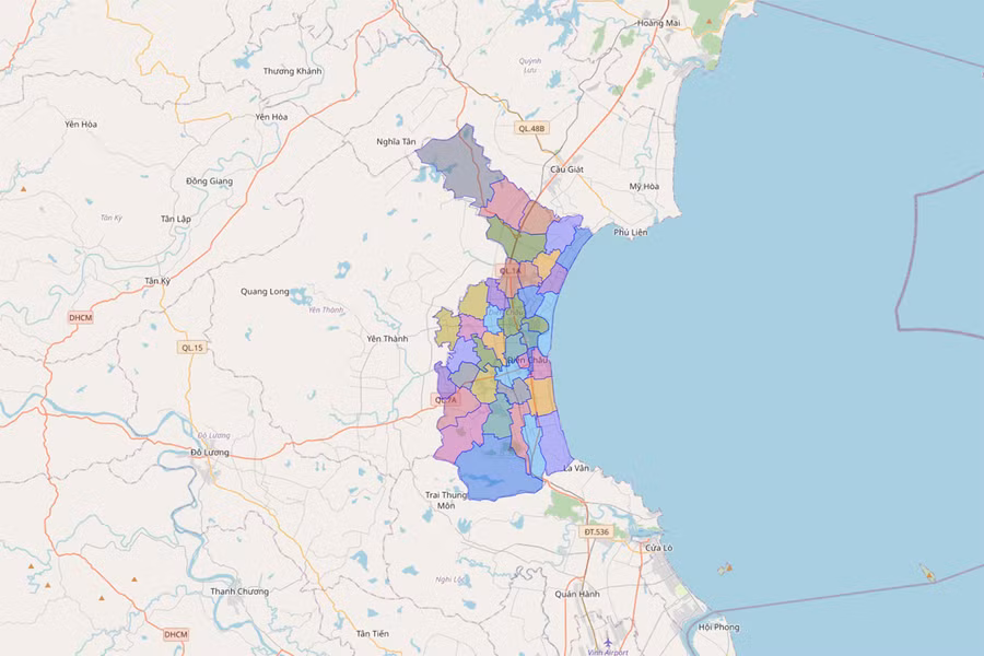 Bản đồ hành chính huyện Diễn Châu.