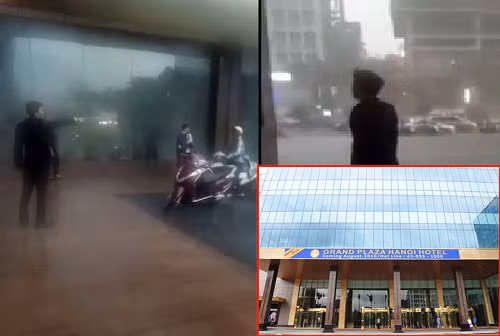 Bao ve khach san Grand Plaza duoi nguoi dan tru nho tranh giong loc khung khiep o Ha Noi: Quan ly noi gi? hinh anh 1