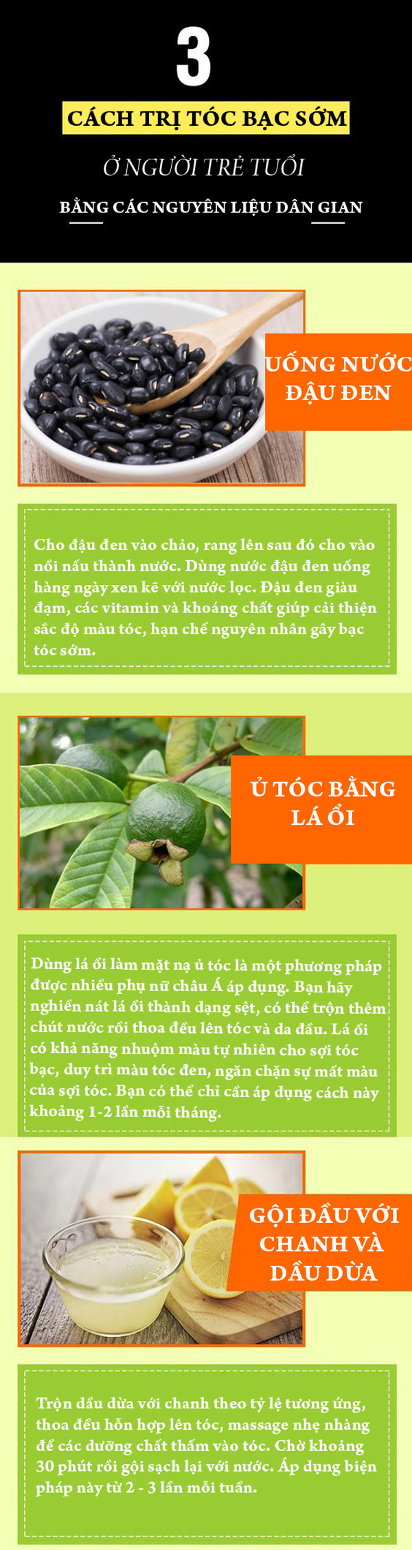 3 cách trị tóc bạc sớm bằng những nguyên liệu dân gian