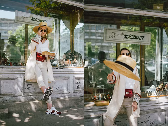 Xuống phố cà phê cùng bạn bè là cơ hội lý tưởng để trưng dụng các kiểu mũ nan, mũ cói hot trend. Xuống phố cuố tuần với những set đồ trẻ trung - 1