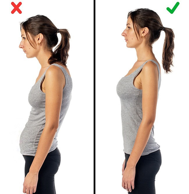 7. Luôn giữ thẳng lưng Tư thế chuẩn sẽ giúp bạn có được phong thái tự tin, cuốn hút, đồng thời tạo cảm giác ngực to, eo nhỏ, vòng ba hấp dẫn hơn. 6 mẹo thời trang giúp bạn trông thon gọn hơn - 7