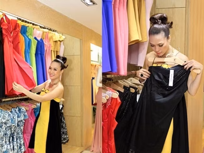 Tầng trệt và tầng lửng của tòa nhà được cô sử dụng vào mục đích kinh doanh thương hiệu thời trang của riêng mình.