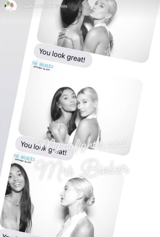 Cô dâu Hailey xinh đẹp và rạng rỡ trong chiếc váy cưới lưng trần. Người đẹp hạnh phúc chụp ảnh cùng bạn bè thân thiết. Loạt ảnh hiếm hoi trong lễ cưới xa hoa của Justin Bieber