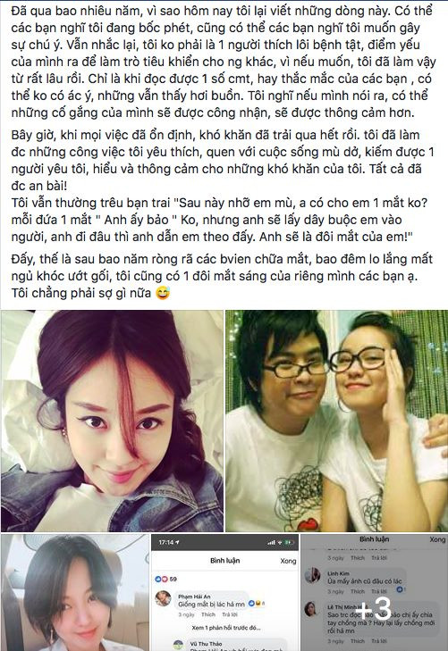 Những hotgirl đời đầu có hoàn cảnh kém may mắn: Người mất thị lực, người nợ nần chồng chất ảnh 1 Những chia sẻ mới nhất về tình trạng mắt hiện tại của Mi Vân đang thu hút sự chú ý của đông đảo khán giả.