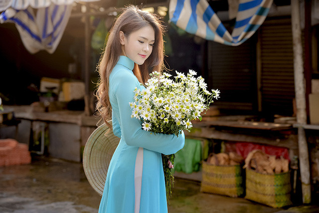 Cúc họa mi Hà Nội khoe sắc bên thiếu nữ Sài Gòn ảnh 10 Hoa cúc họa mi đẹp dịu dàng trong nắng Sài Gòn