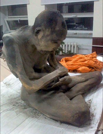 Xác ướp ở tư thế thiền hoa sen.