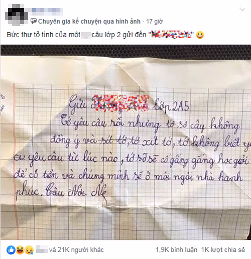 Bức thư tình chia sẻ nhận được hàng chục nghìn lượt thích.