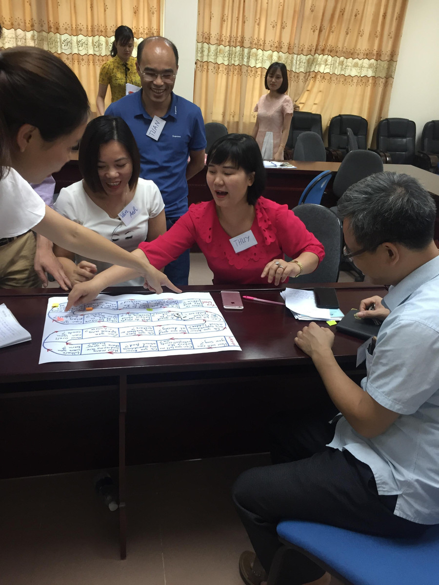 Sôi nổi làm việc nhóm. Ảnh: NVCC