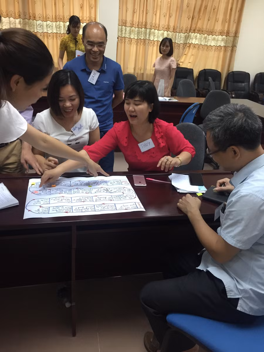 Sôi nổi làm việc nhóm. Ảnh: NVCC