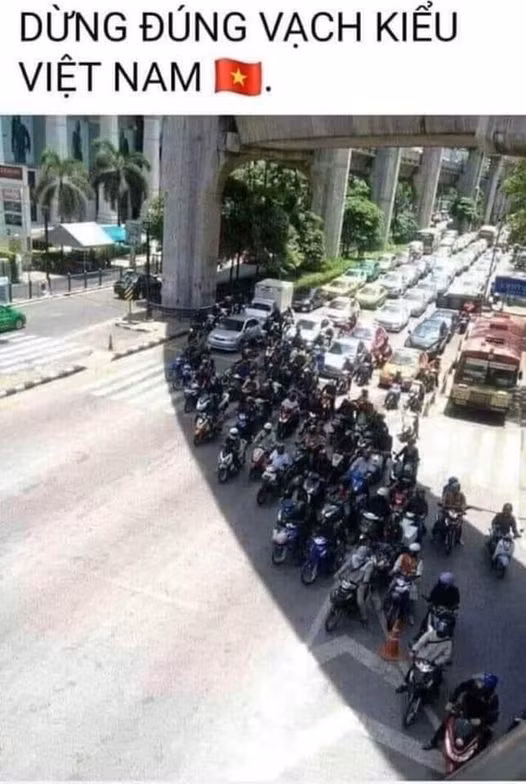 Dừng như thế này có được gọi là đúng vạch không ạ? Ảnh MXH.