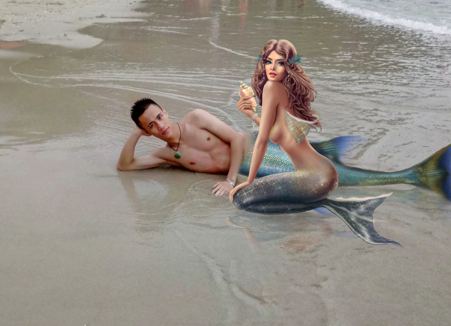 Chàng trai nhờ dân mạng ghép đuôi cho giống nam thần tiên cá và đây là kết quả ảnh 2 Chàng trai nhờ dân mạng ghép đuôi cho giống nam thần tiên cá và đây là kết quả ảnh 2