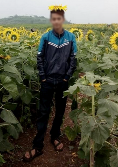 Đội hoa lên đầu để có bức ảnh độc khoe Facebook. hinh-anh-pha-hoai-dong-hoa-duong-duong-nghe-an-bi-chi-trich-6
