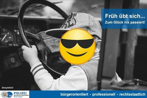 Cảnh sát Soest cho đăng lên Facebook thông tin vụ việc cùng hình ảnh đã che mặt cậu bé vi phạm. Ảnh: DW. Bé 8 tuổi lấy trộm xe hơi của mẹ phóng như bay trên xa lộ