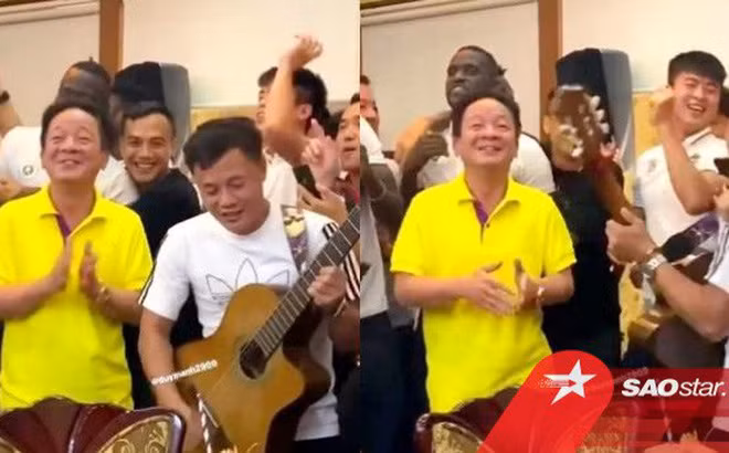 Duy Mạnh hát, bầu Hiển và Quang Hải nhảy cực sung