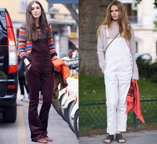 6. Mix cùng quần yếm độc đáo Quần yếm và áo len cổ tròn giúp tôn nét trẻ trung, năng động cho người mặc. Cô nàng hiện đại có thể chọn quần yếm kaki và áo len tông màu sáng. Còn quần yếm nhung và áo len sắc trầm là gợi ý cho nàng mê phong cách retro. 9-tuyet-chieu-mix-ao-len-co-tron-ngay-lanh-5