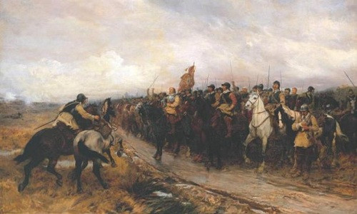 Một bức tranh miêu tả trận chiến Dunbar do Andrew Carrick Gow vẽ vào năm 1886. Một bức tranh miêu tả trận chiến Dunbar do Andrew Carrick Gow vẽ vào năm 1886.