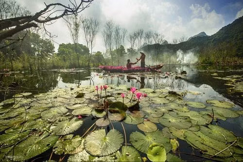 Tới chùa Hương vào mùa này, bạn sẽ nhận ra điểm khác biệt là không khí rất trong lành, thoáng đãng. Không có cảnh thuyền bè chen lấn, xô bồ như vào mùa xuân, bởi vậy bạn sẽ thoải mái chụp ảnh và tận hưởng trọn vẹn vẻ đẹp nơi đây. Ảnh: Nguyen Thanh Cong Tới chùa Hương vào mùa này, bạn sẽ nhận ra điểm khác biệt là không khí rất trong lành, thoáng đãng. Không có cảnh thuyền bè chen lấn, xô bồ như vào mùa xuân, bởi vậy bạn sẽ thoải mái chụp ảnh và tận hưởng trọn vẹn vẻ đẹp nơi đây. Ảnh: Nguyen Thanh Cong
