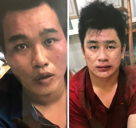 Phú và Tài (áo đỏ) lúc mới bị bắt giữ. Phú và Tài (áo đỏ) lúc mới bị bắt giữ.