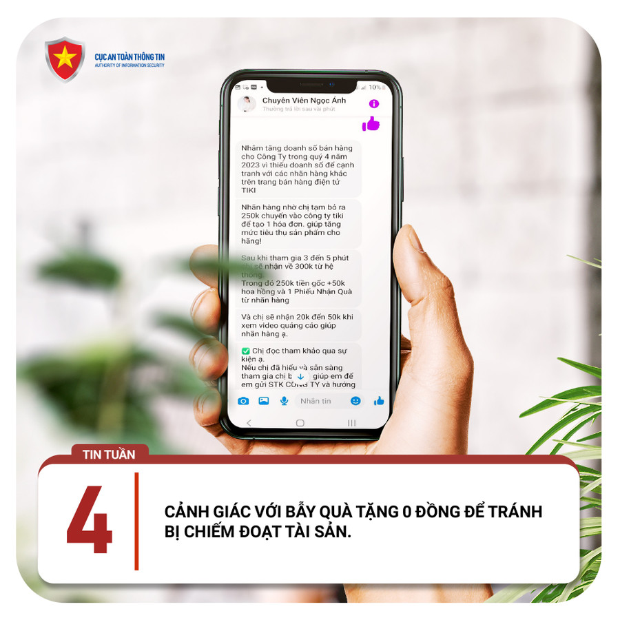 Bẫy &quot;quà tặng 0 đồng&quot;. Ảnh: Cục An toàn thông tin, Bộ TT&amp;TT.