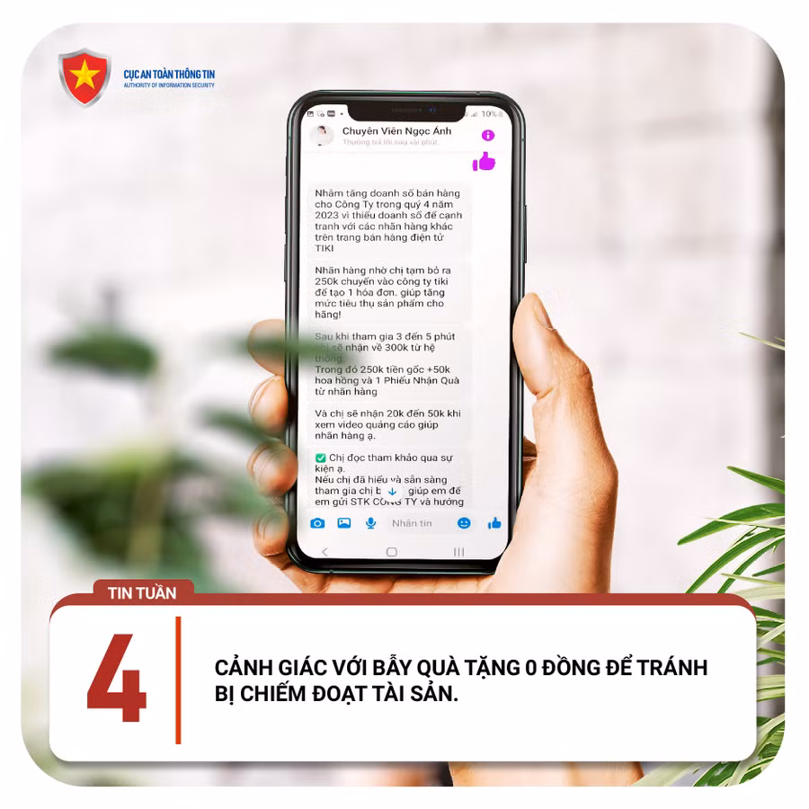 Bẫy "quà tặng 0 đồng". Ảnh: Cục An toàn thông tin, Bộ TT&amp;TT.