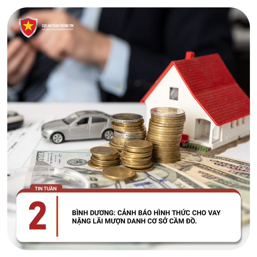 Cảnh báo hình thức lừa đảo cho vay nặng lãi mượn danh cơ sở cầm đồ. Ảnh: Cục An toàn thông tin, Bộ TT&amp;TT.