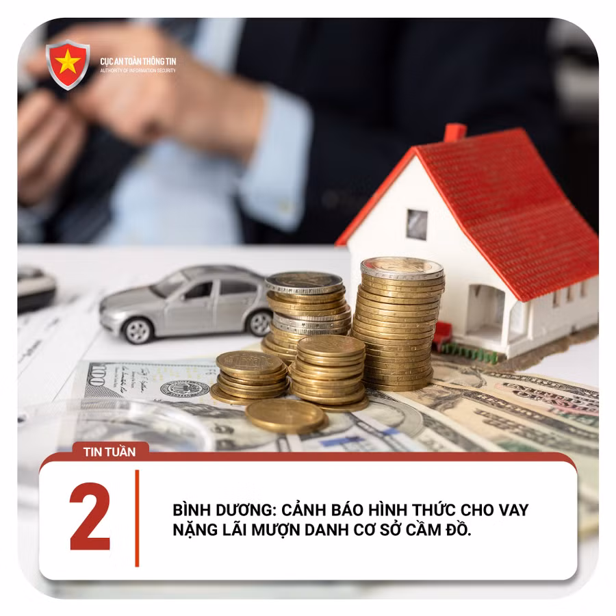 Cảnh báo hình thức lừa đảo cho vay nặng lãi mượn danh cơ sở cầm đồ. Ảnh: Cục An toàn thông tin, Bộ TT&amp;TT.
