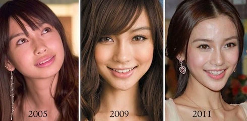 Angelababy với ngoại hình thay đổi theo thời gian.