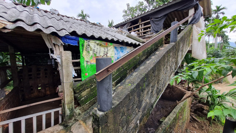 Chuồng nuôi gia súc nhiều tầng của cư dân vùng rốn lũ Hành Tín Đông.